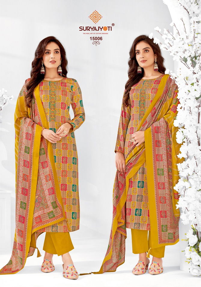 Kalki Vol 15 By Suryajyoti Jam Satin Printed Dress Material Exporters In India
